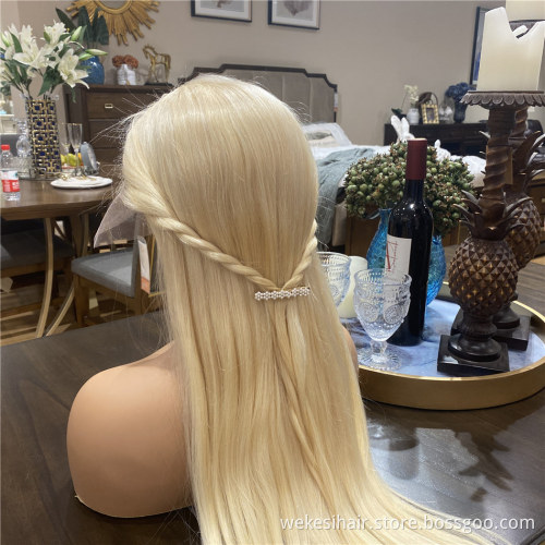 Raw European Natural 613 Blonde Cuticle Aligned Human Hair Frontal HD Full Lace Wig,Brazilian Thin Swiss HD Lace Wig Virgin Hair